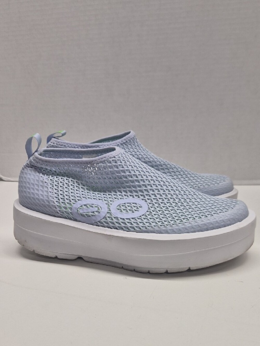 OOFOS Oomega Chukka Recovery Shoes Mesh Platform Slip On Sneakers Blue Size 7.5